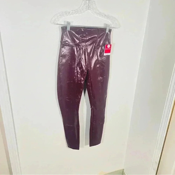 Spanx Faux Patent Leather Leggings Ruby Small Petite - Picture 7 of 8